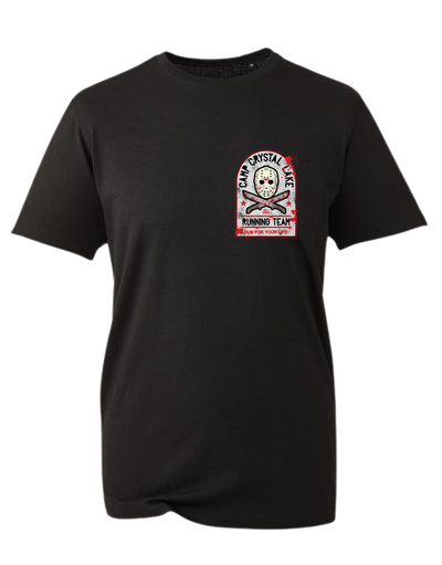 Black "Camp Crystal Lake" Front & Back Unisex Organic T-Shirt