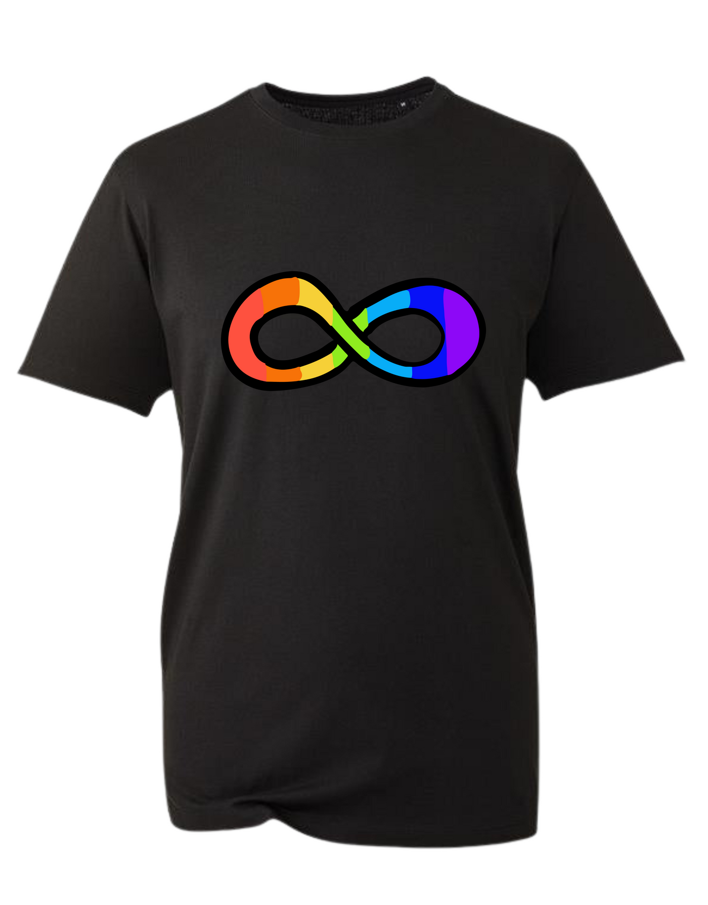 Black Rainbow Infinity Unisex Organic T-Shirt