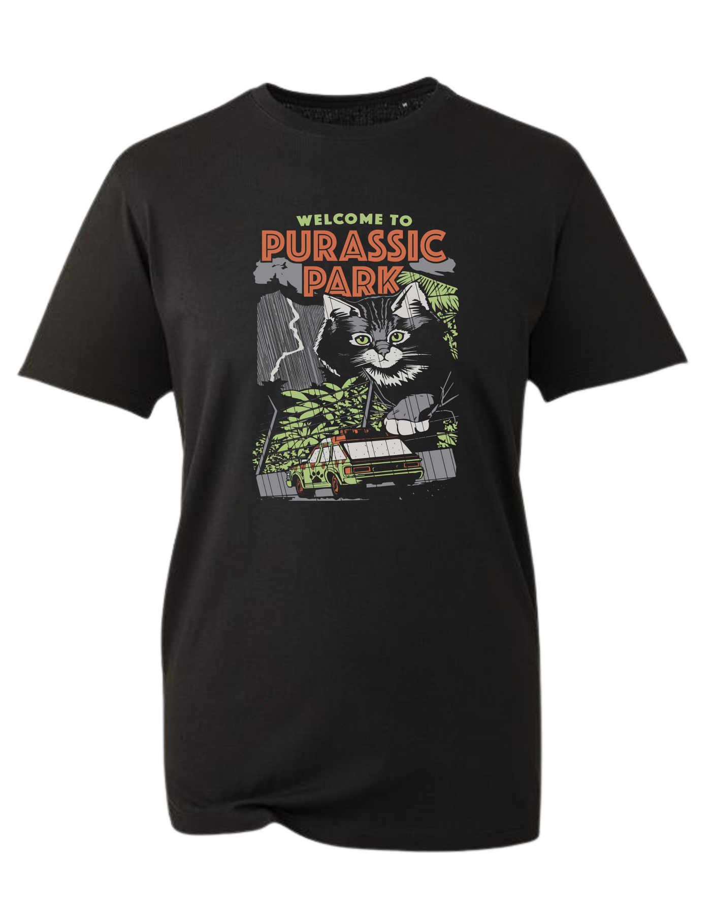 Black "Purrassic Park" Unisex Organic T-Shirt