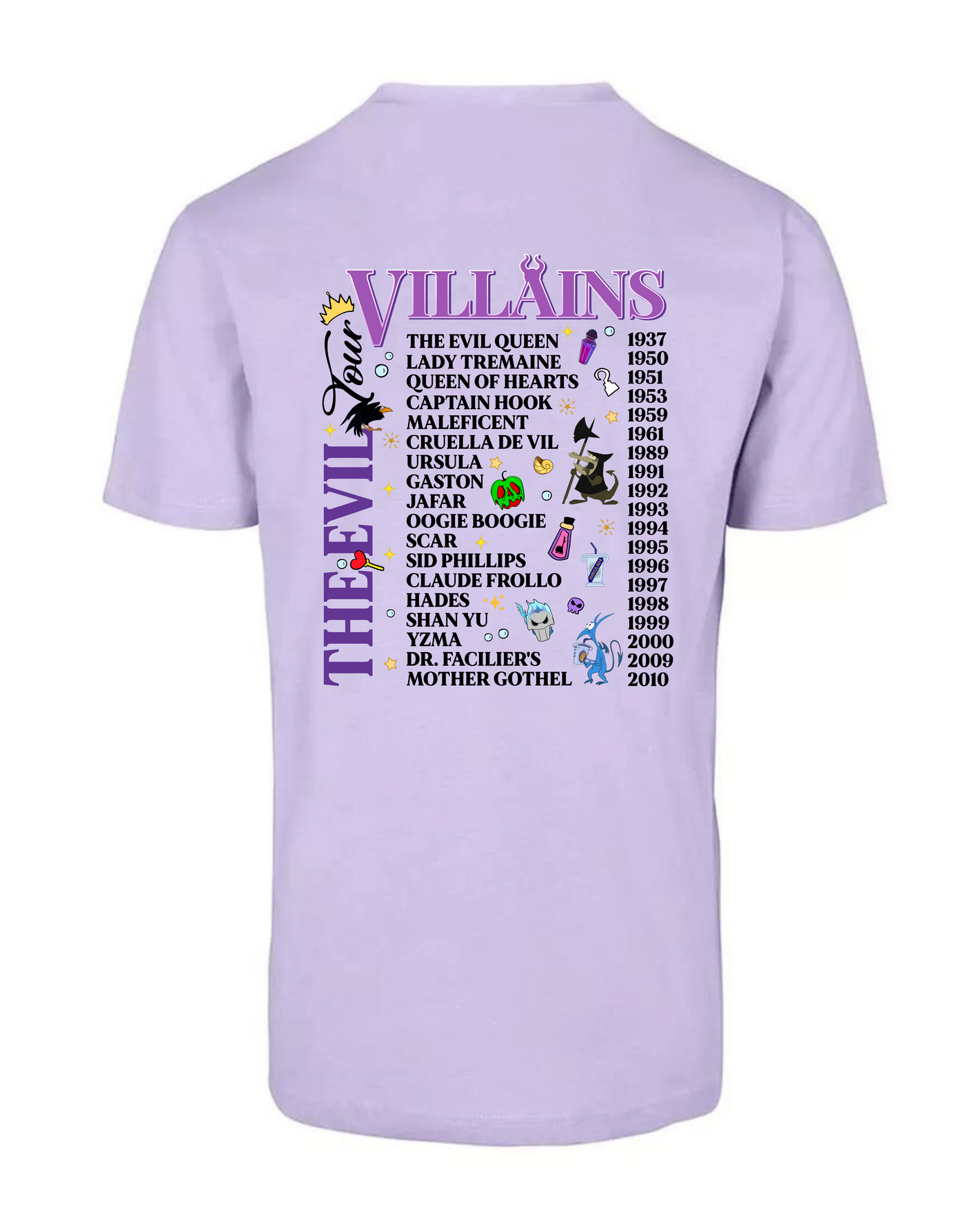 "Villains Tour" Front & Back Print Unisex Organic T-Shirt