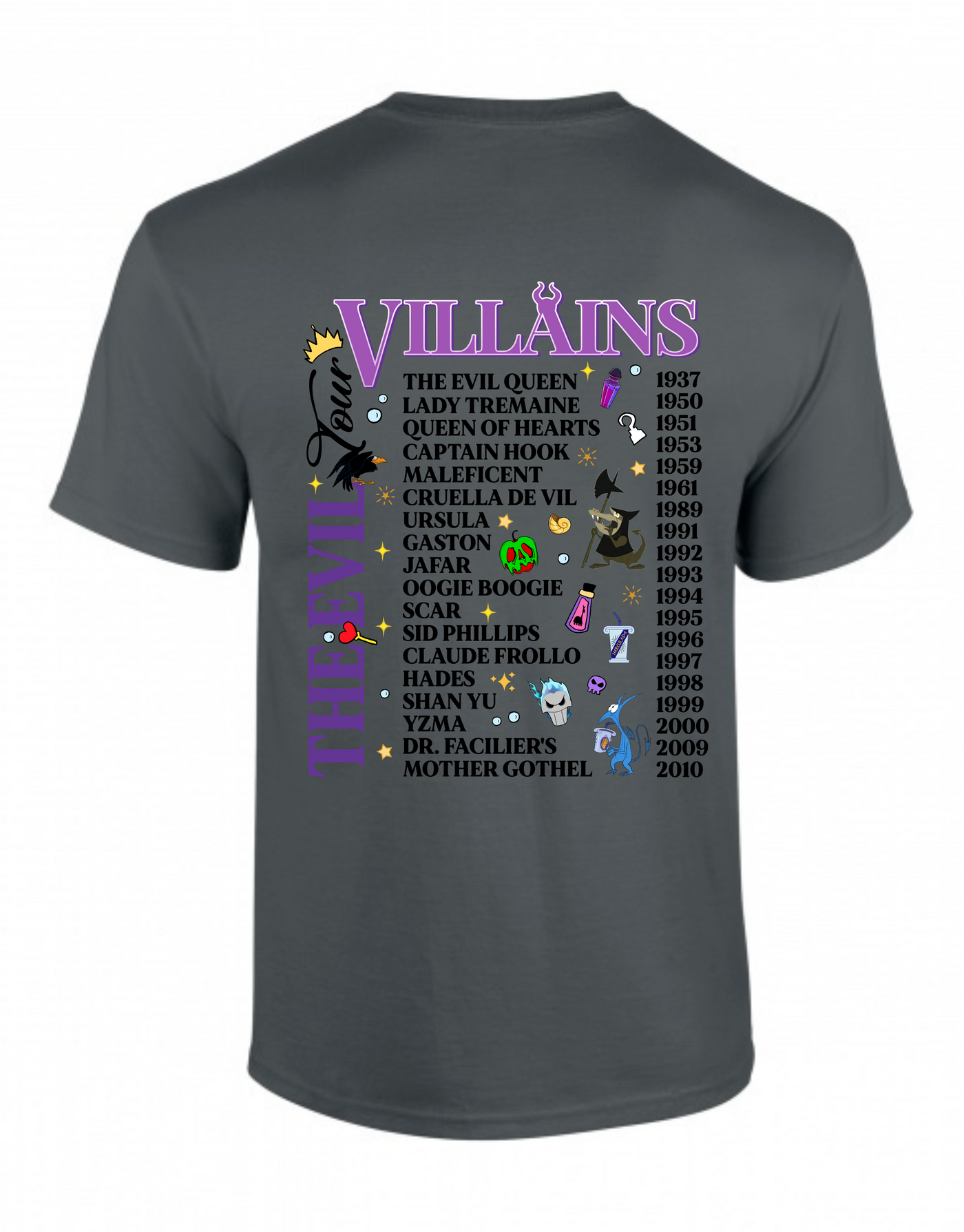 "Villains Tour" Front & Back Print Unisex Organic T-Shirt
