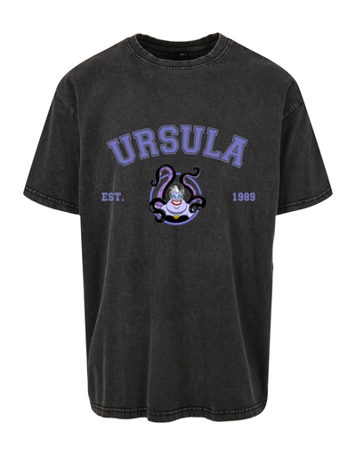 Black "Ursula" Front & Back Print Unisex Acid Wash T-Shirt