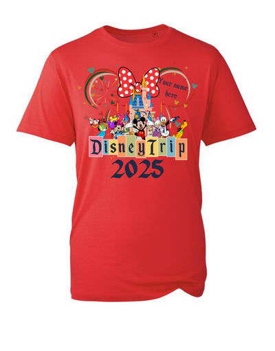 Disney Trip 2025 Personalised Adult Unisex Organic T-Shirt