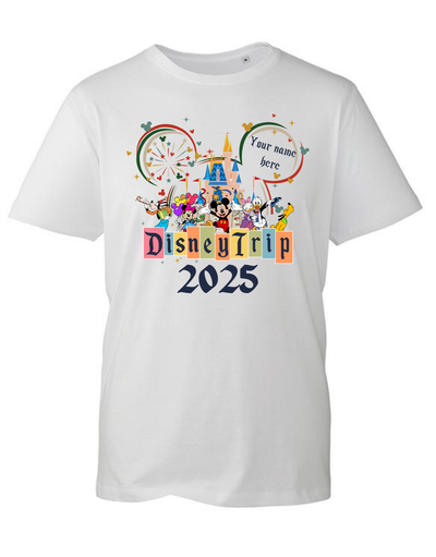 Disney Trip 2025 Personalised Adult Unisex Organic T-Shirt