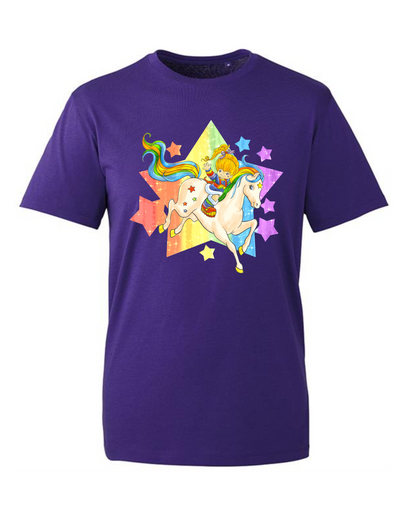 Purple Rainbow Star Girl Unisex Organic T-Shirt