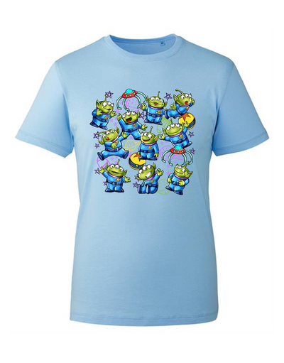 Light Blue Cute Aliens Unisex Organic T-Shirt