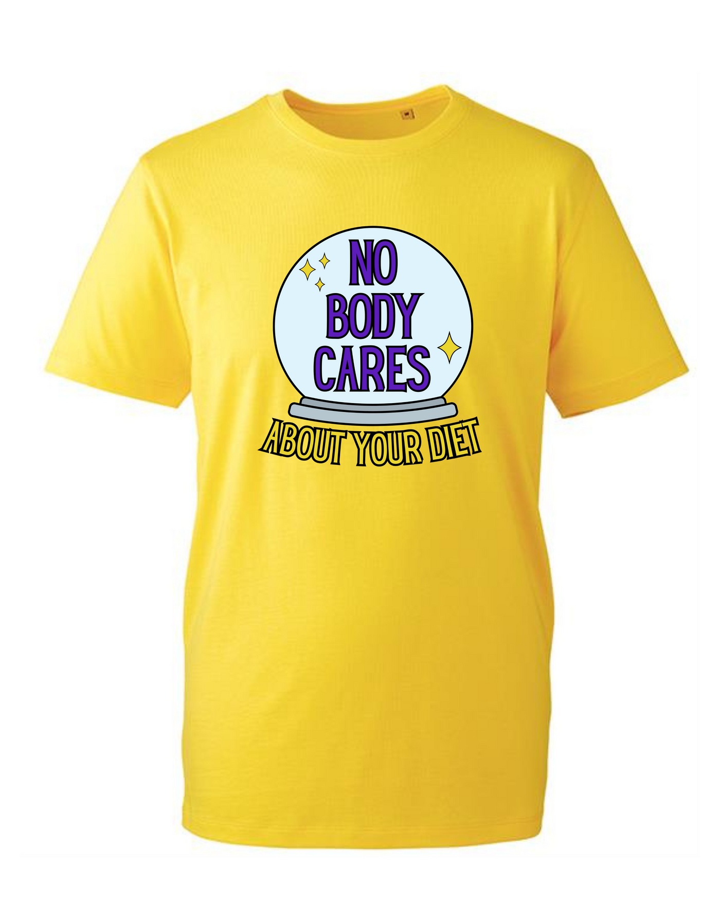 Yellow "Nobody Cares" Crystal Ball Unisex Organic T-Shirt