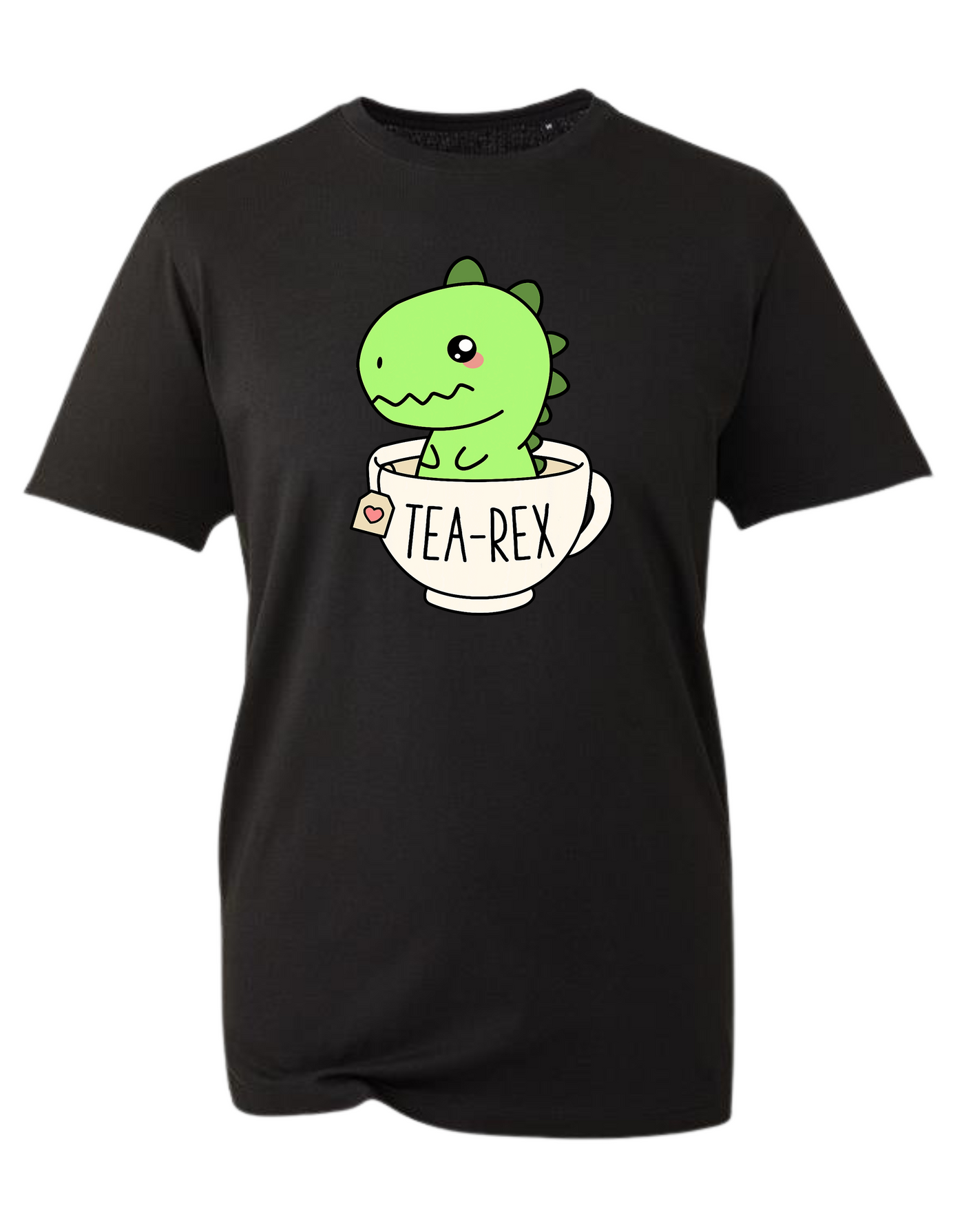 Black "Tea Rex" Unisex Organic T-Shirt