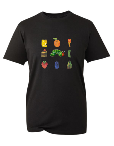 Black Hungry Caterpillar Unisex Organic T-Shirt