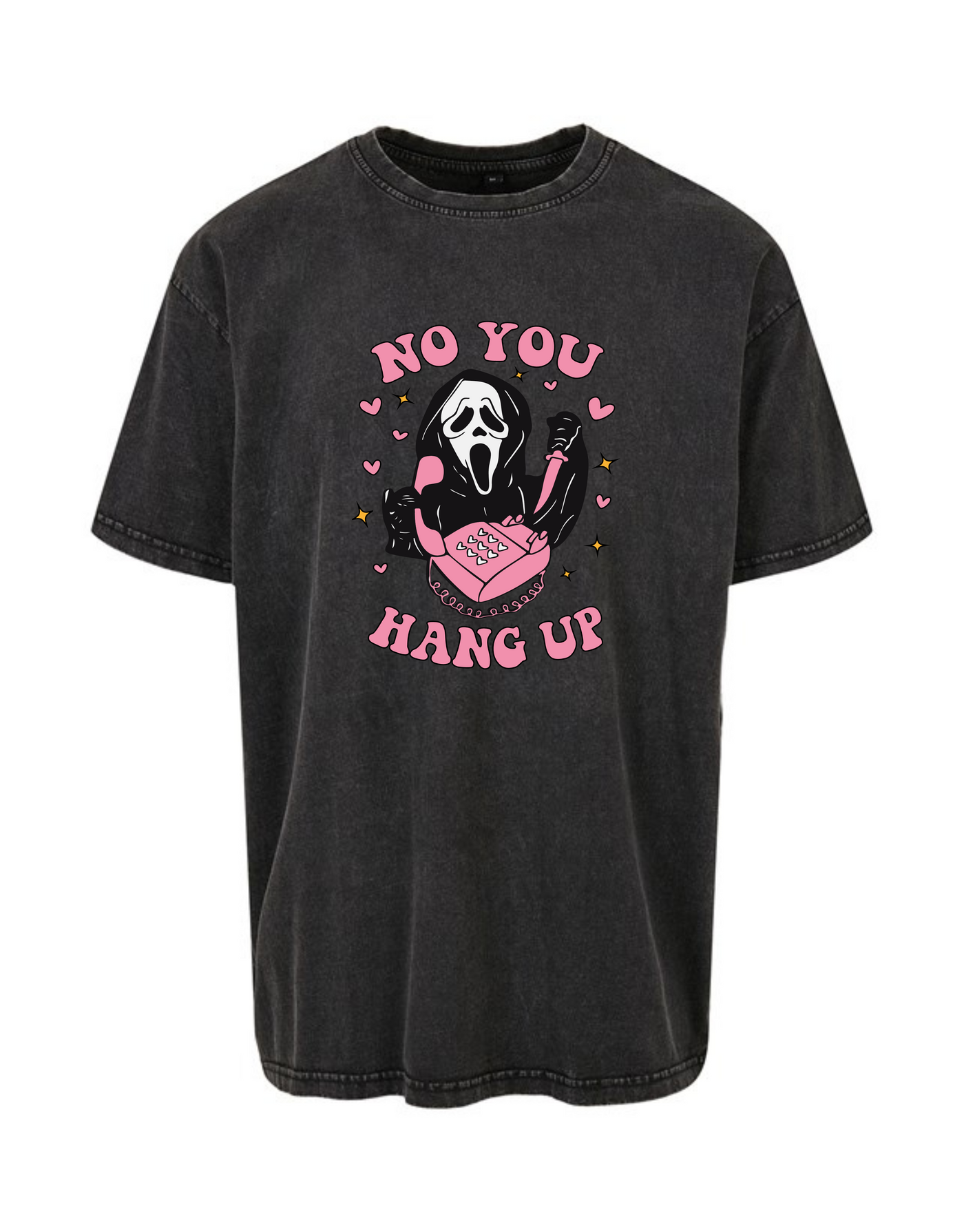 Black "No You Hang Up" Unisex Acid Wash T-Shirt