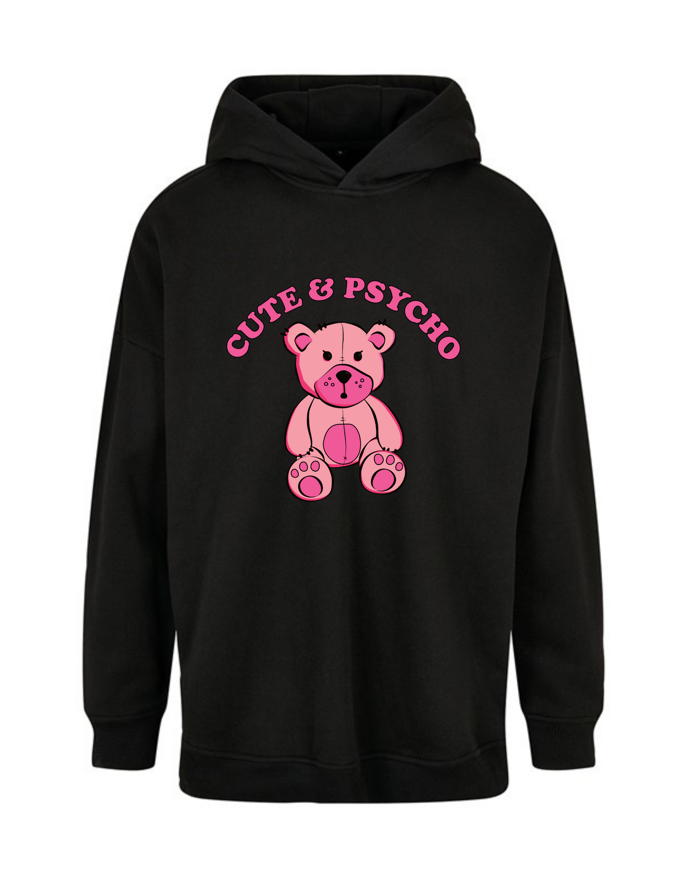 "Cute & Psycho" Bear Oversized Hoodie