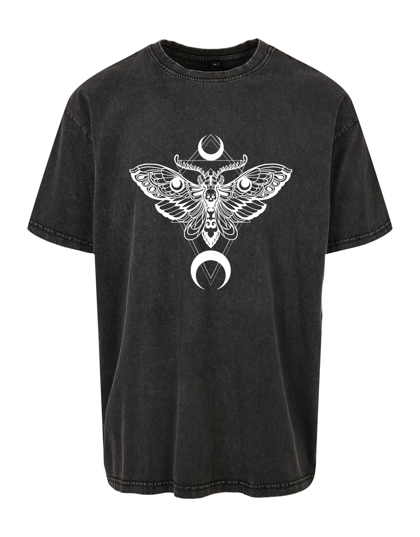 Black Death Moth Unisex Acid Wash T-Shirt