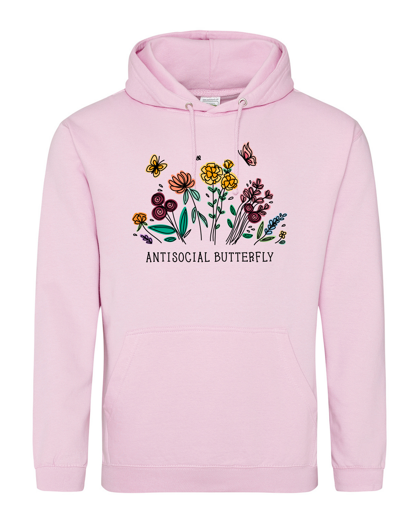 Light Pink "Antisocial Butterfly" Standard Unisex Hoodie