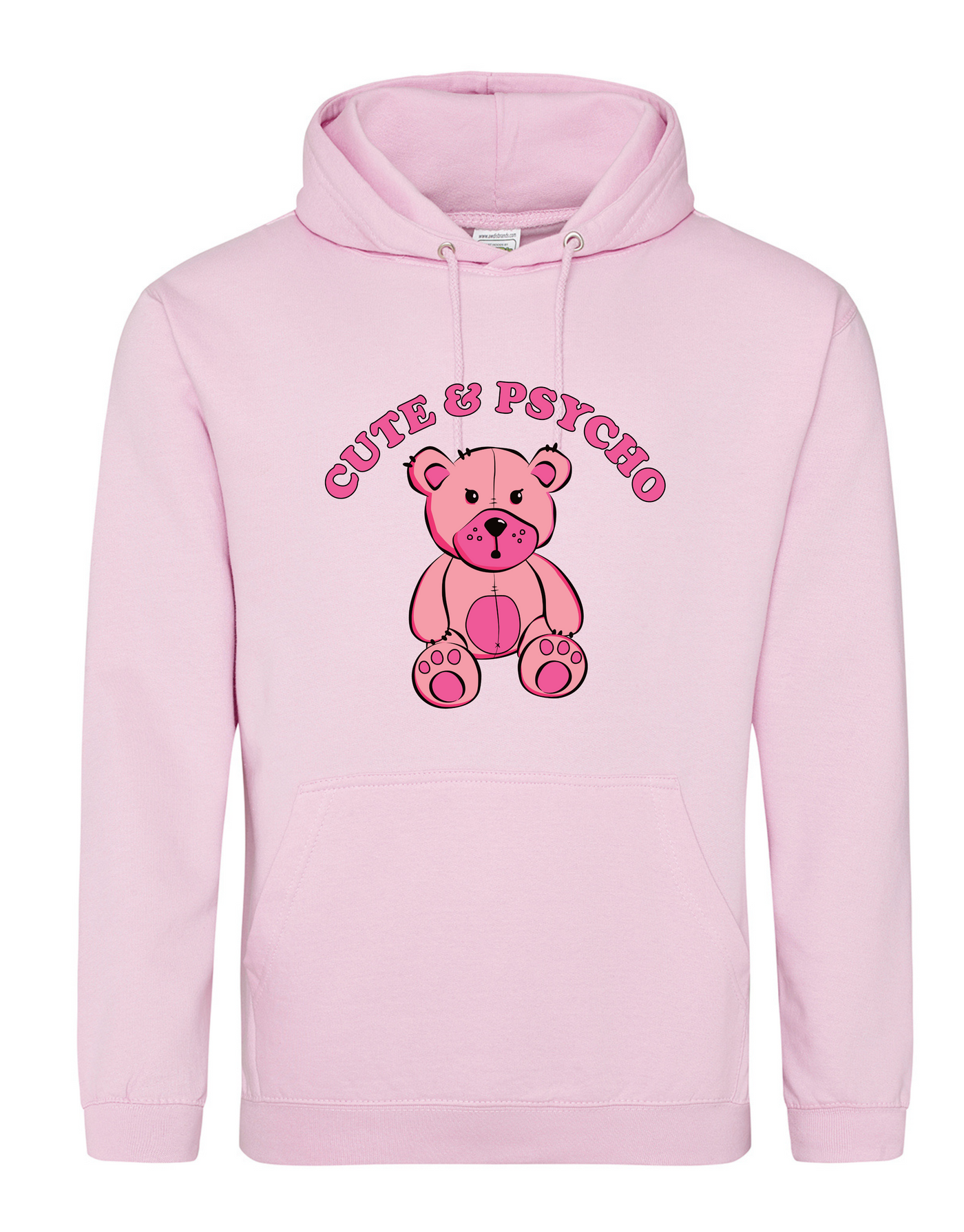 Light Pink "Cute & Psycho Bear" Standard Unisex Hoodie