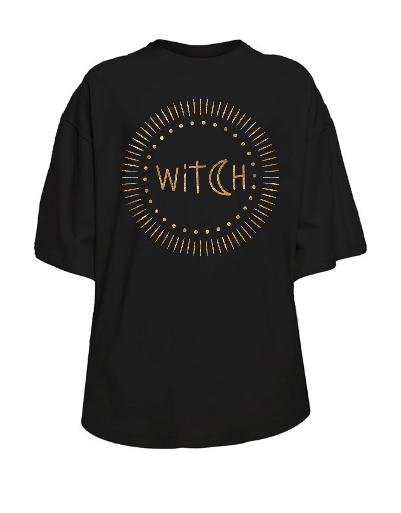 Black "Witch" Drop Sleeve Oversized Tee Dress