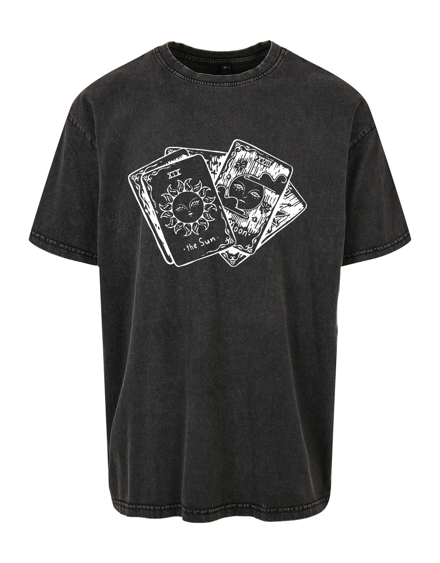 Black Tarot Deck Unisex Acid Wash T-Shirt