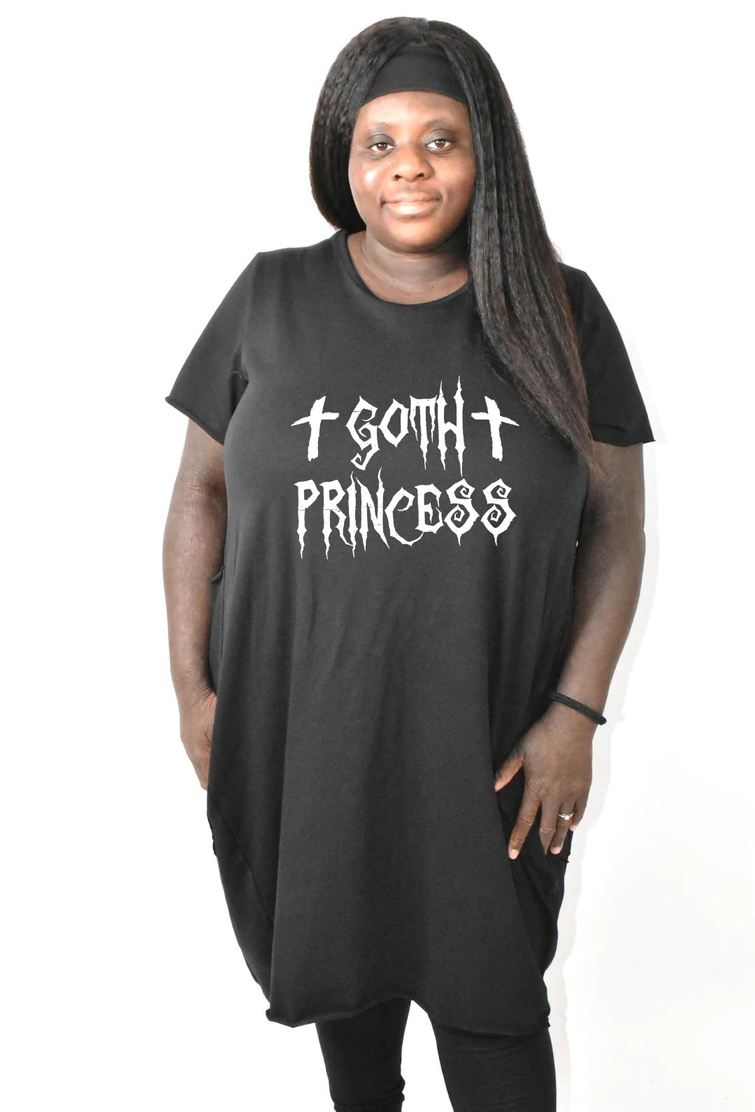 Black "Goth Princess" Printed T-shirt Dress