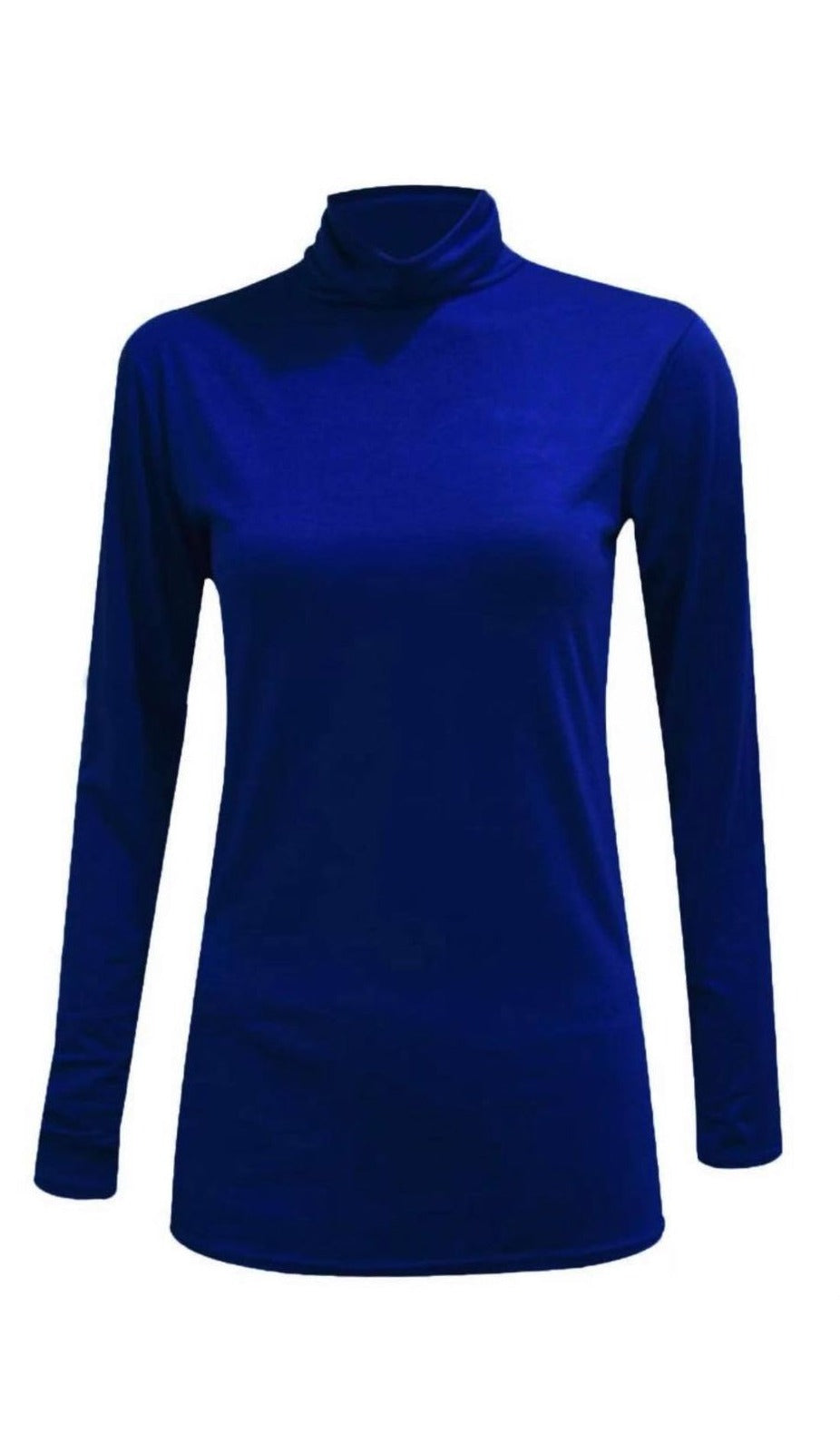 Navy Long Sleeved Jersey Turtle Neck Top