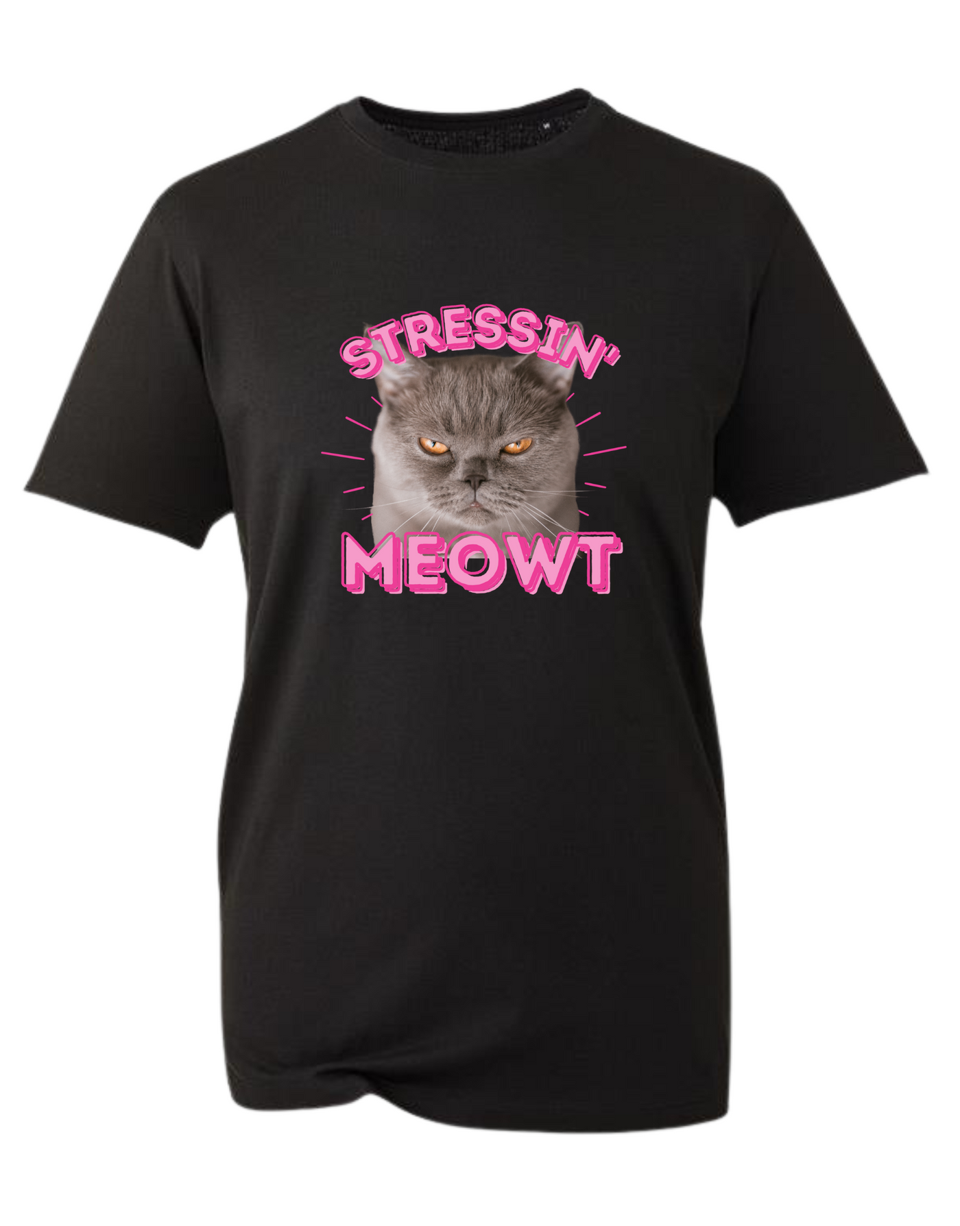 Black "Stressin' Meowt" Unisex Organic T-Shirt