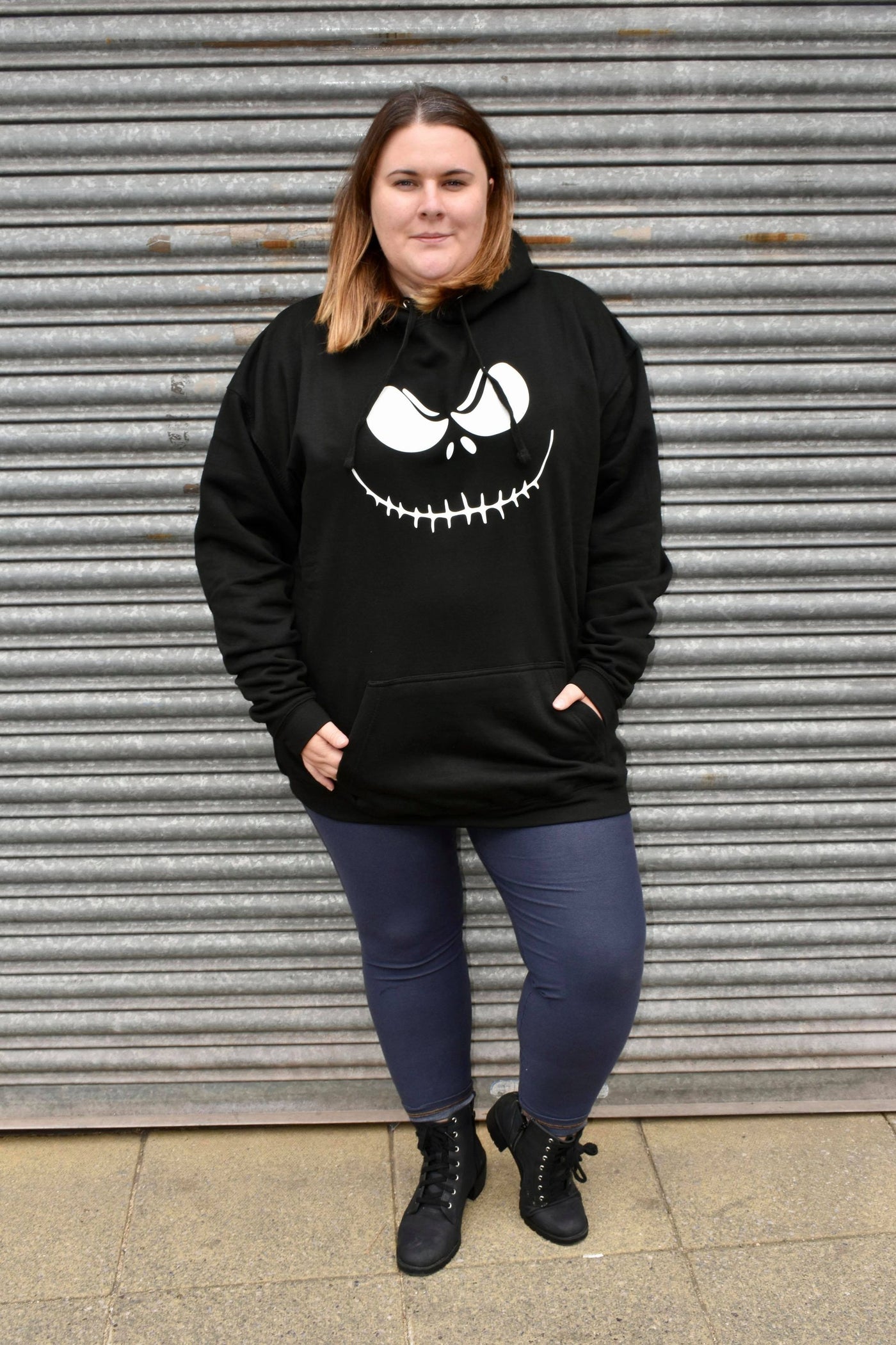 Black "Nightmare Face" Longline Unisex Hoodie