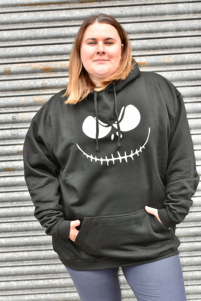 Black Nightmare Face Oversized Longline Hoodie