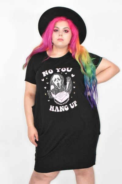 Black "No You Hang Up" T-shirt Dress
