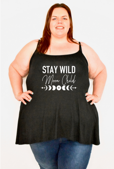 Black "Stay Wild" Printed Longline Camisole