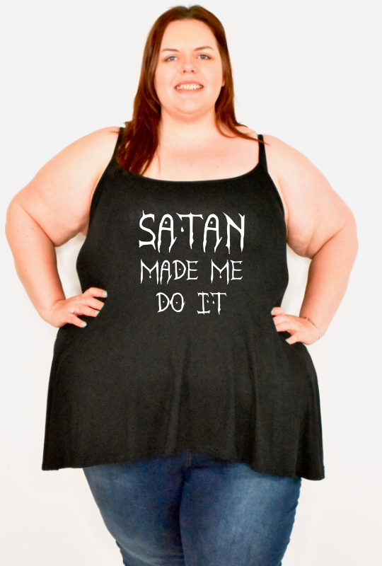 Black "Satan Made Me Do It" Printed Longline Camisole