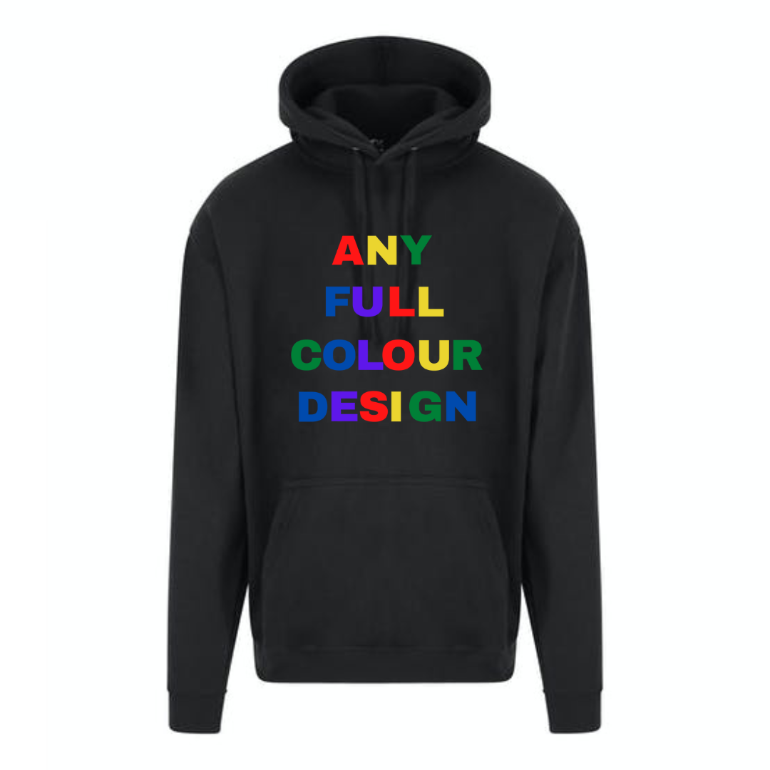 Any Existing Full Colour Design Black Longline Hoodie