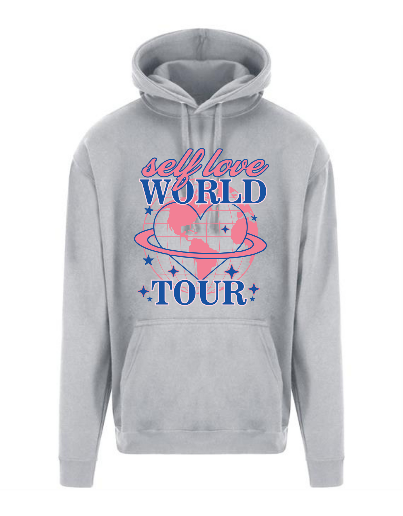 Light Grey "Self Love Tour" Front & Back Printed Longline Hoodie