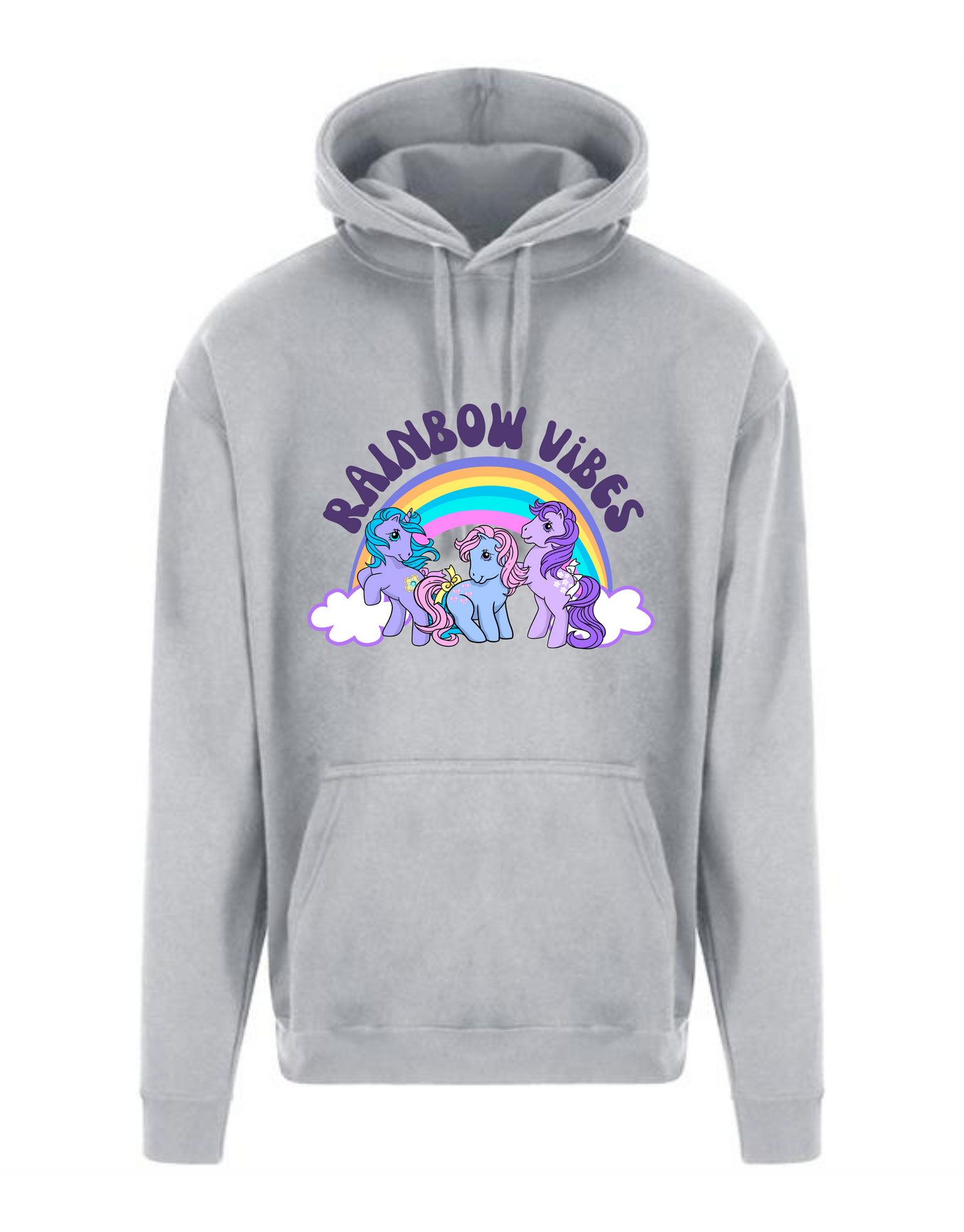 Light Grey "Rainbow Vibes" Longline Unisex Hoodie