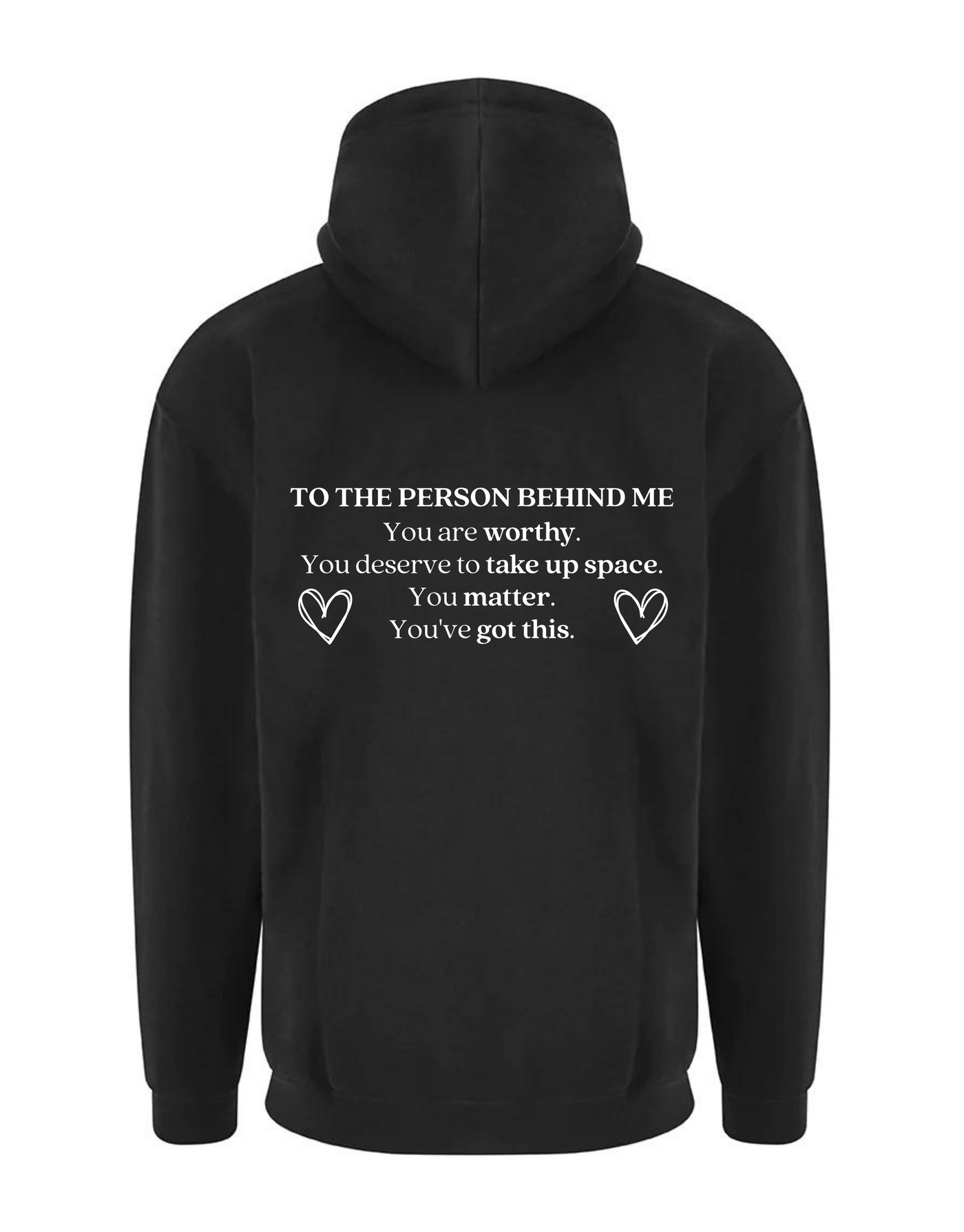 Black Front & Back "Person Behind Me" Longline Unisex Hoodie