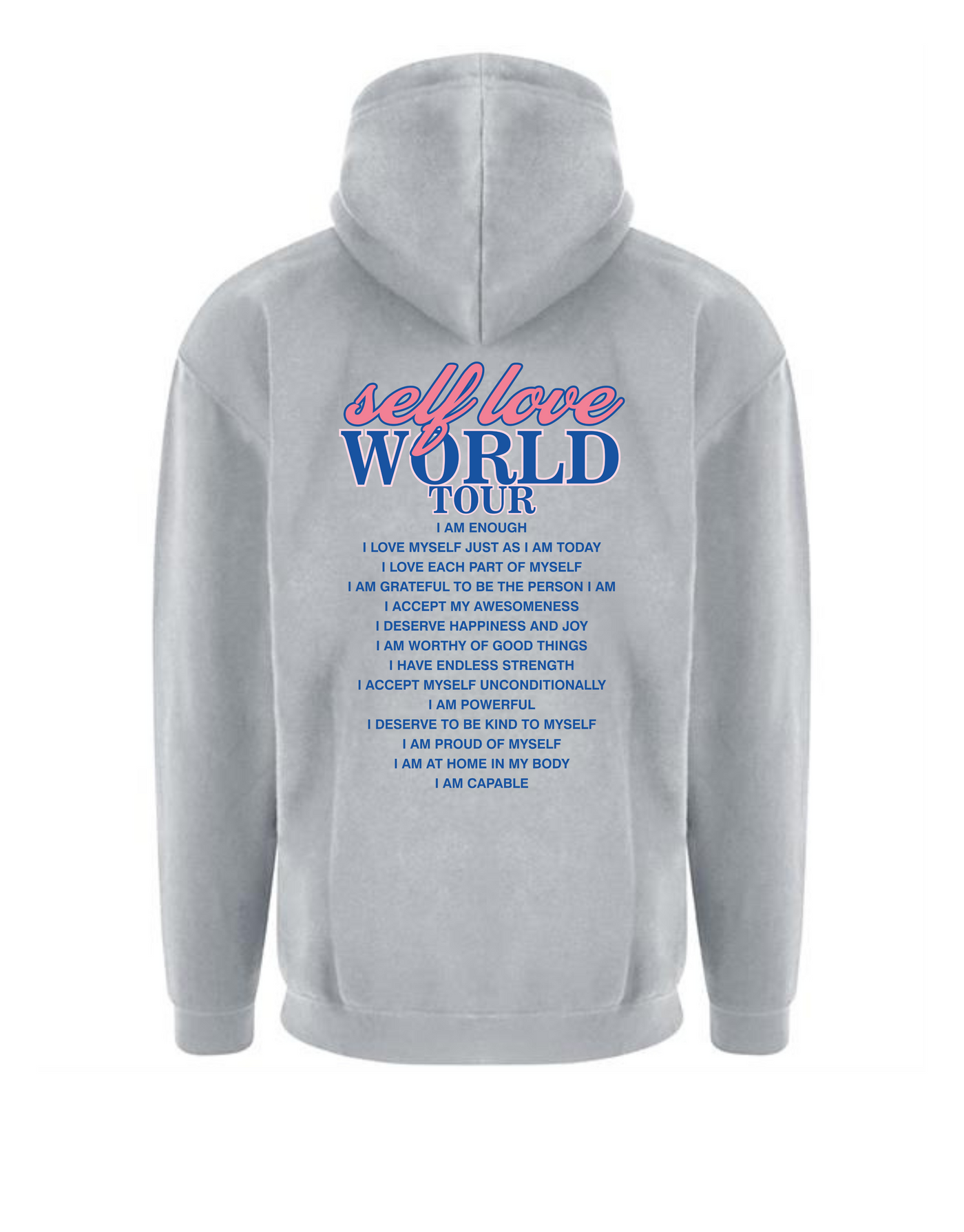 Light Grey "Self Love Tour" Front & Back Printed Longline Hoodie