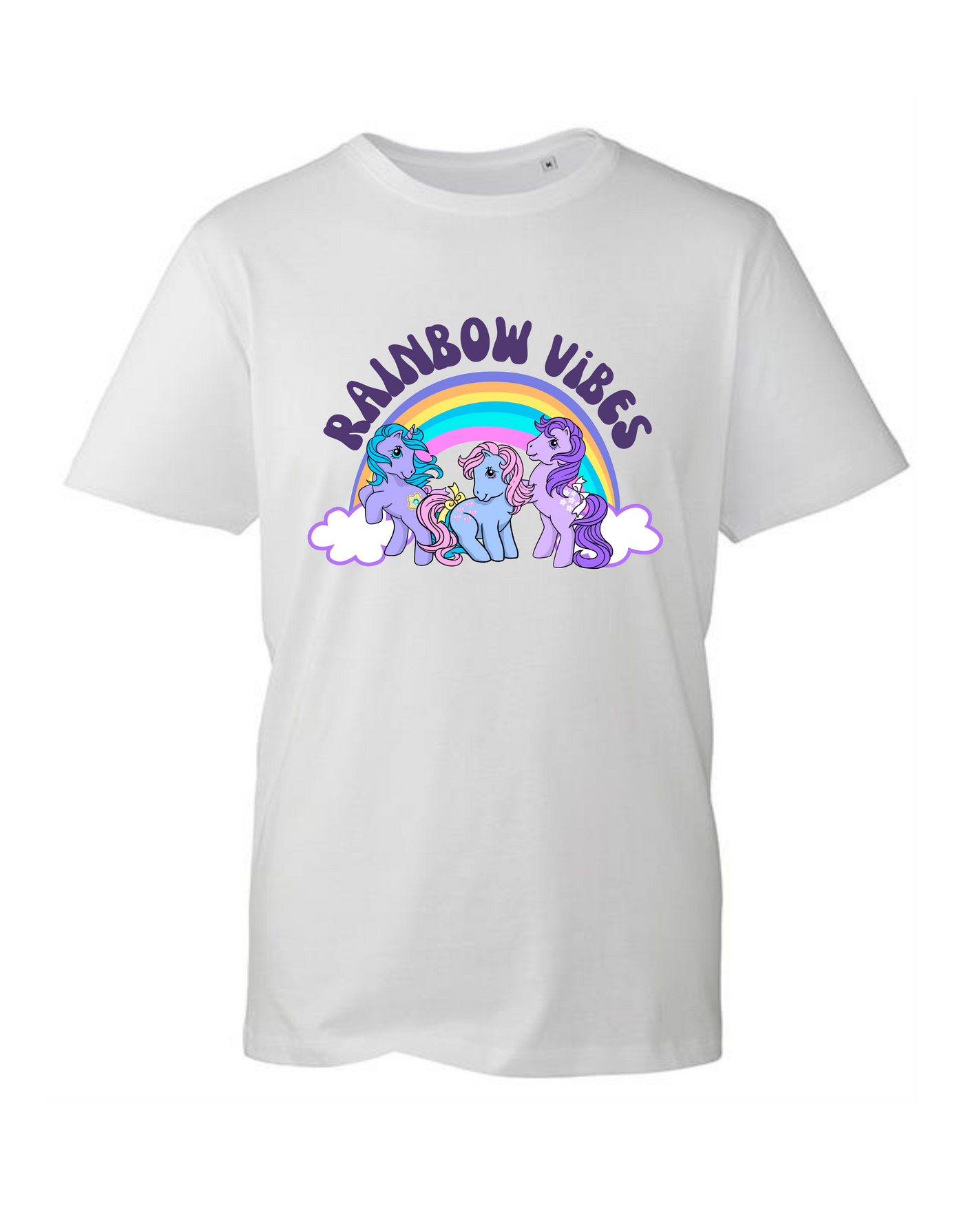 White "Rainbow Vibes" Unisex Organic T-Shirt