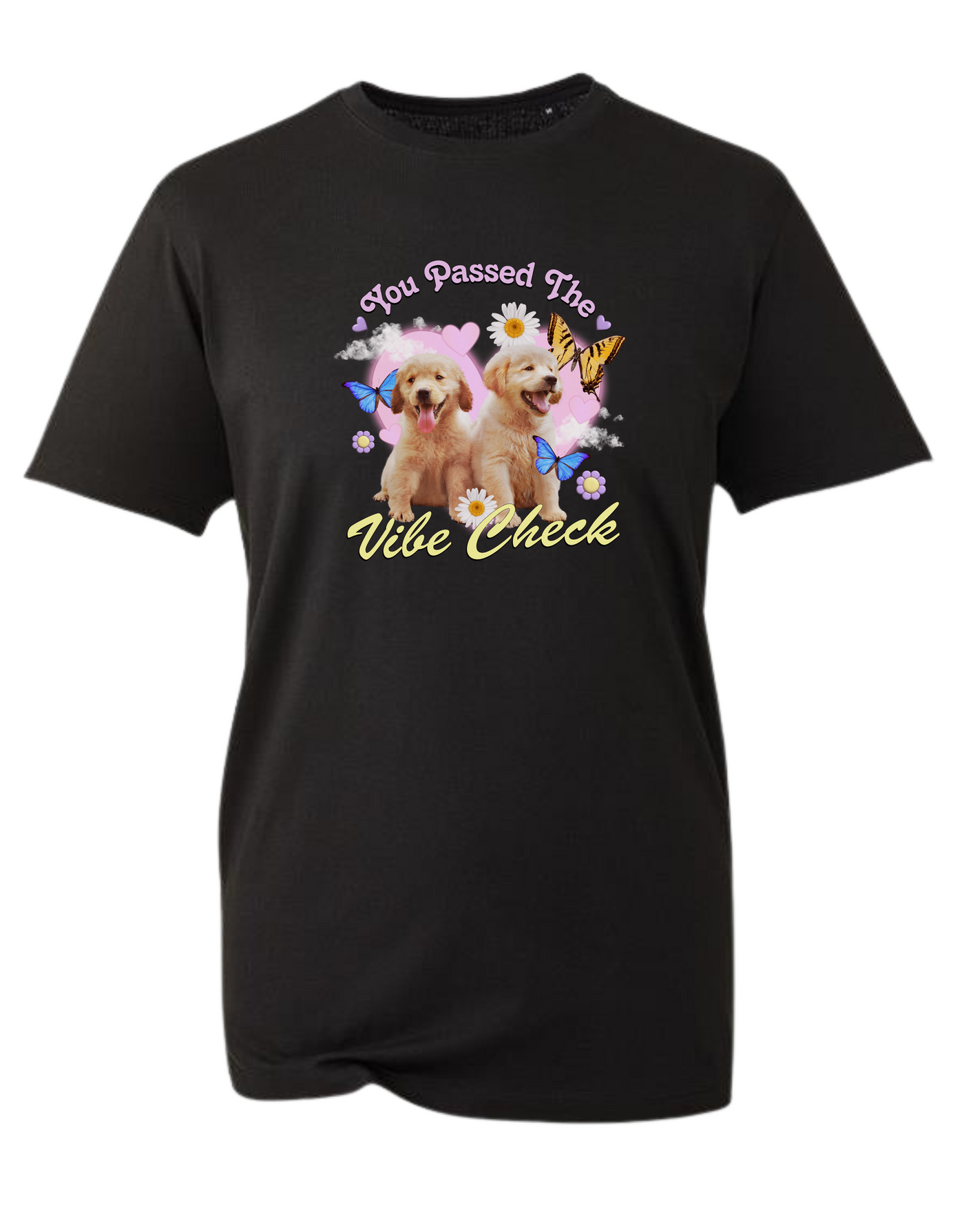 Black "Vibe Check" Puppies Unisex Organic T-Shirt