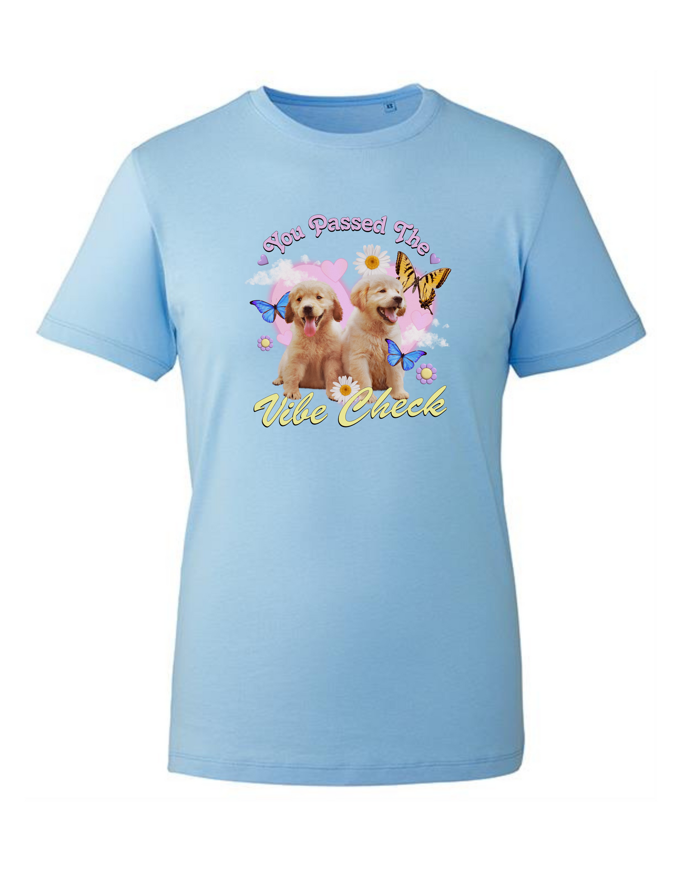 Light Blue "Vibe Check" Puppies Unisex Organic T-Shirt