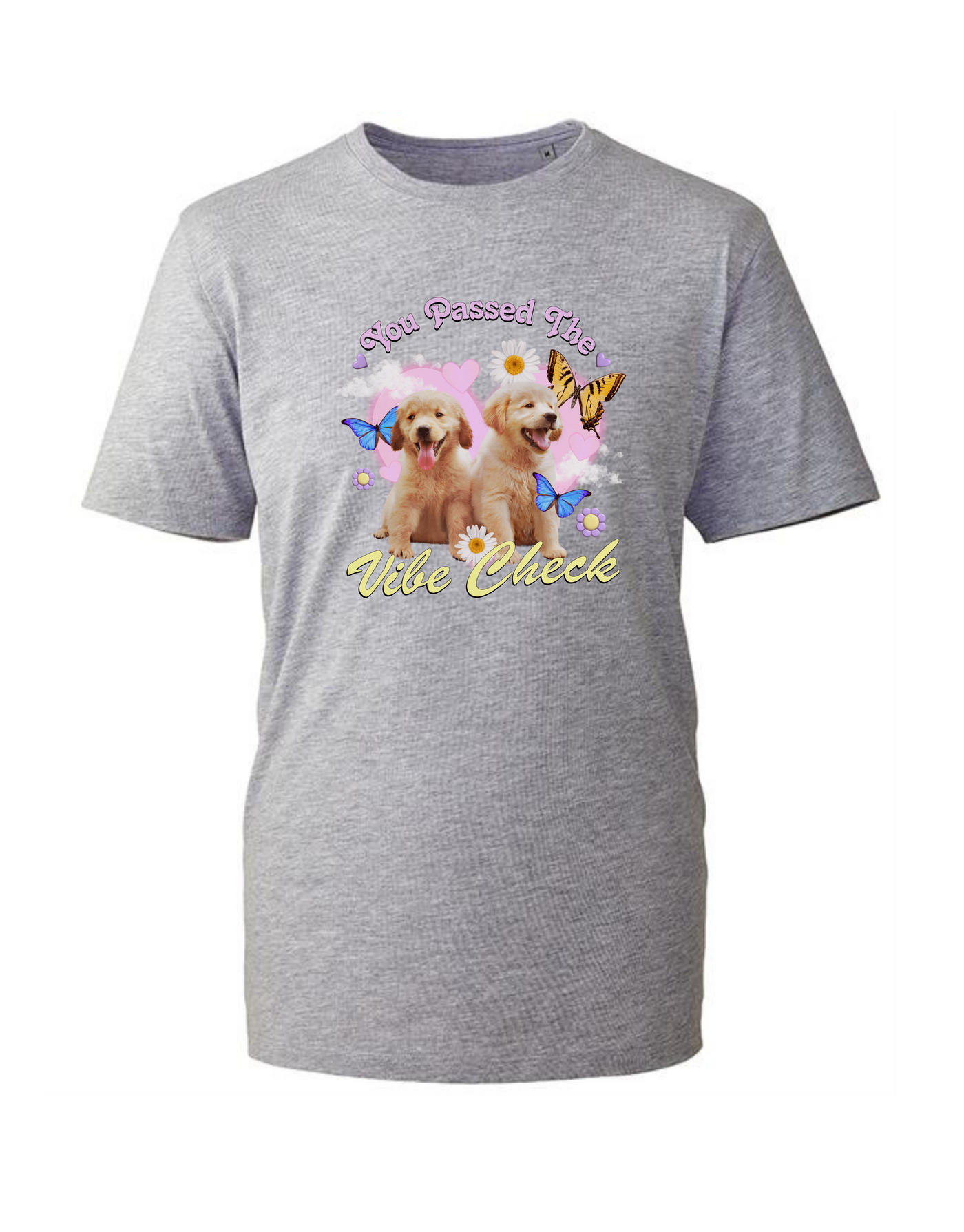 Light Grey "Vibe Check" Puppies Unisex Organic T-Shirt