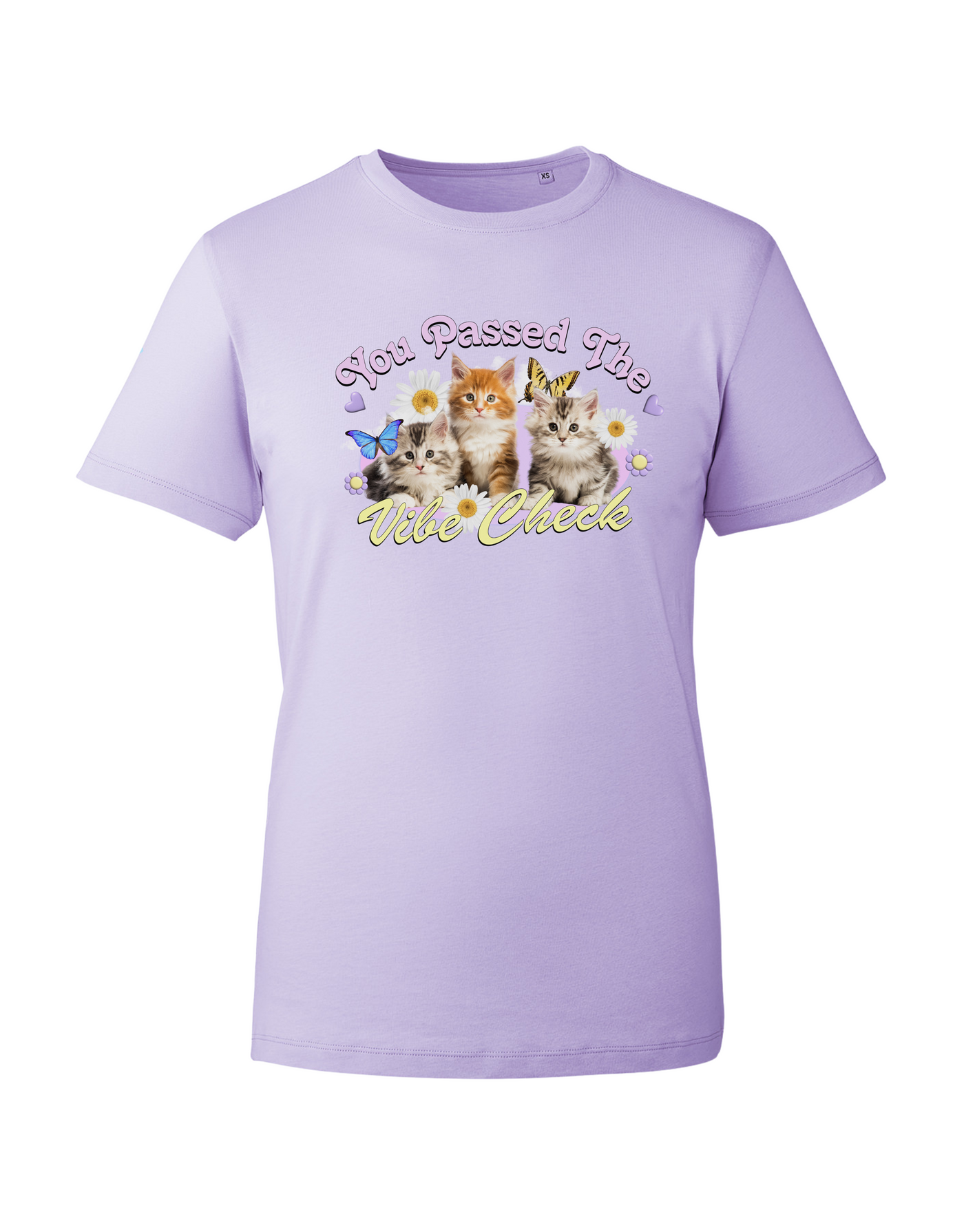 Lilac "Vibe Check" Kittens Unisex Organic T-Shirt