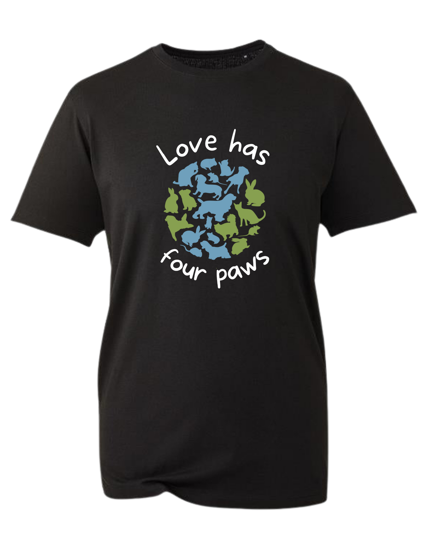 Charity Black "Love Has Four Paws" Unisex Organic T-Shirt
