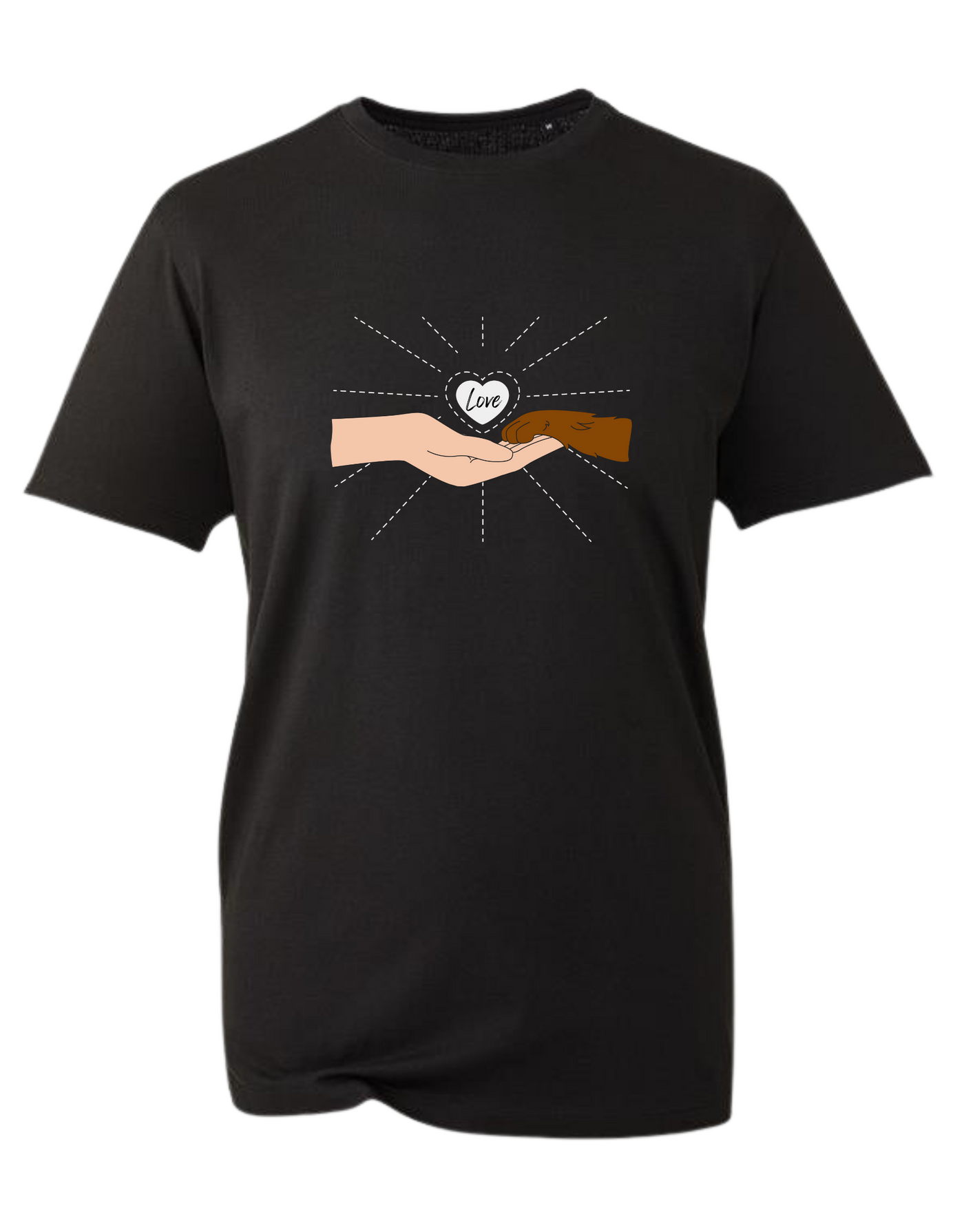 Charity Black "Love" Hand & Paw Unisex Organic T-Shirt