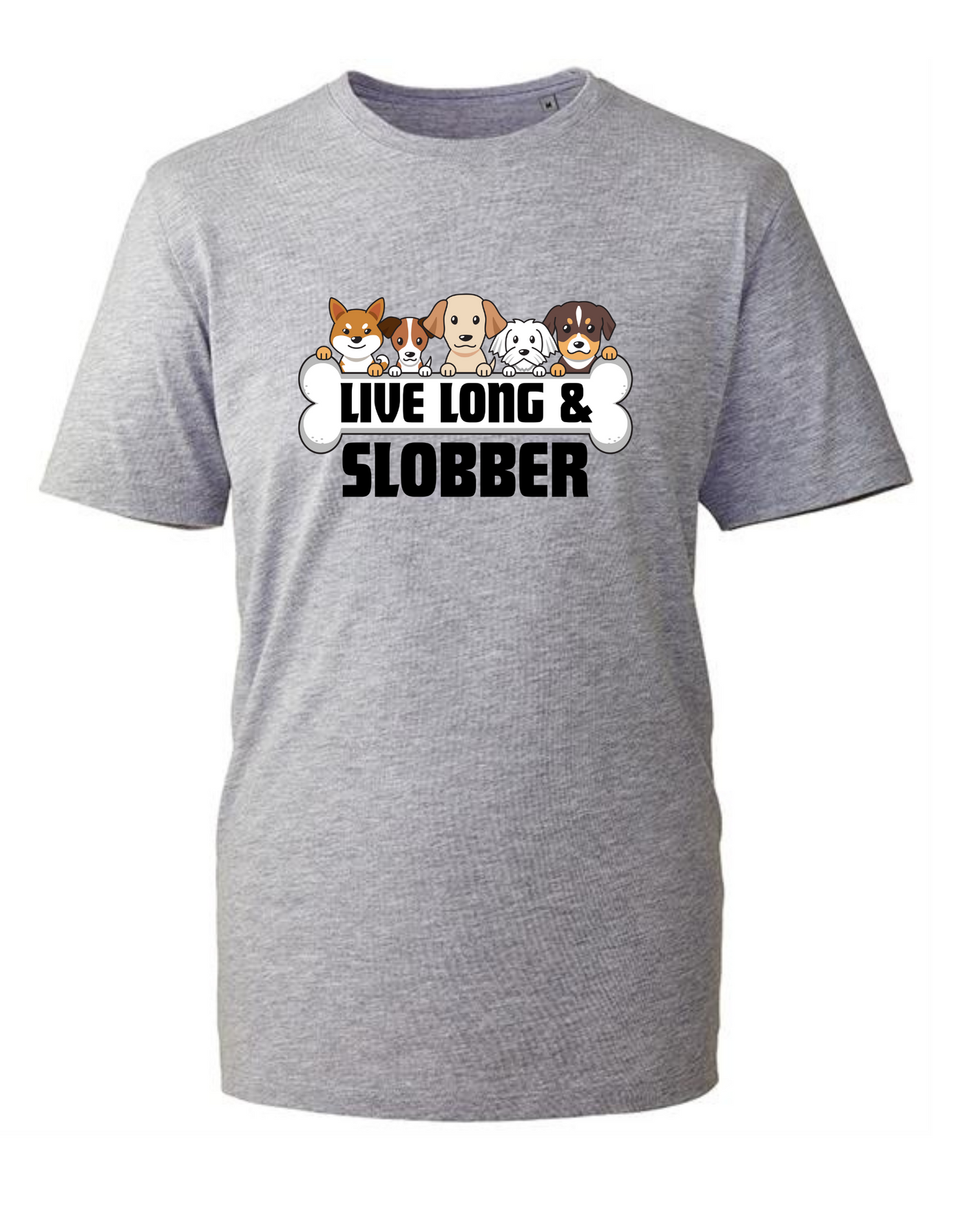 Charity Light Grey "Live Long & Slobber" Unisex Organic T-Shirt