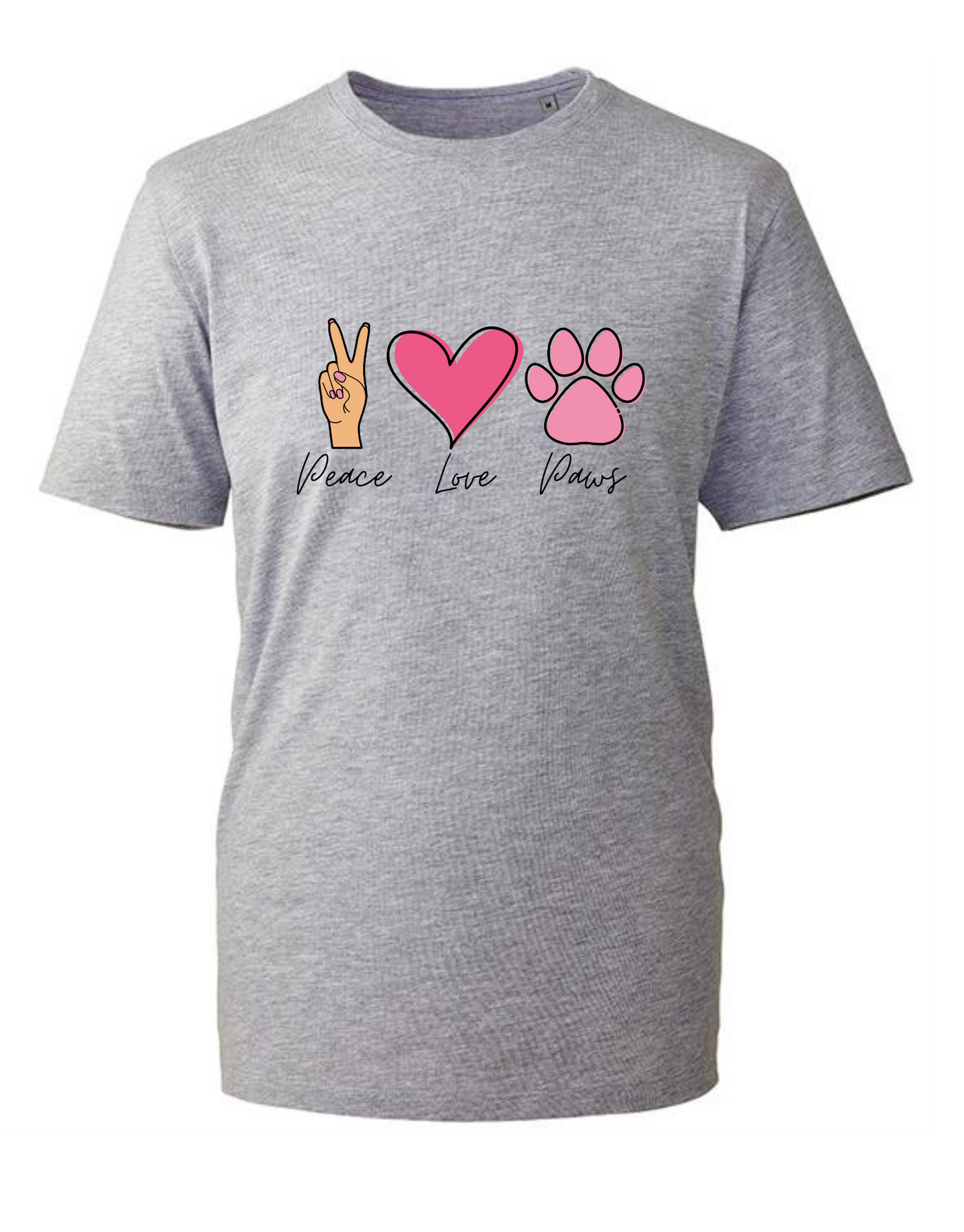 Charity Light Grey "Peace. Love. Paws" Unisex Organic T-Shirt