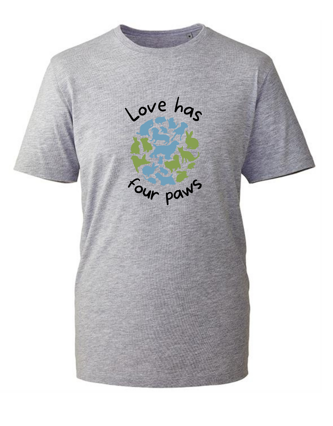 Charity Light Grey "Love Has Four Paws" Unisex Organic T-Shirt