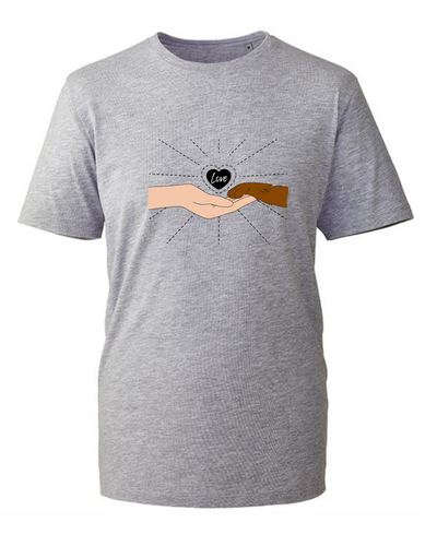 Charity Light Grey "Love" Hand & Paw Unisex Organic T-Shirt
