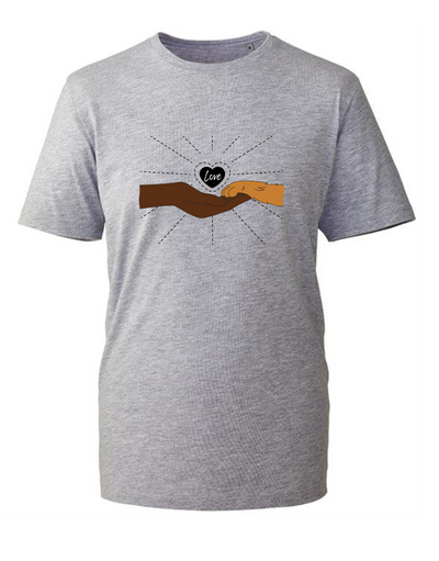 Charity Light Grey "Love" Hand & Paw Unisex Organic T-Shirt