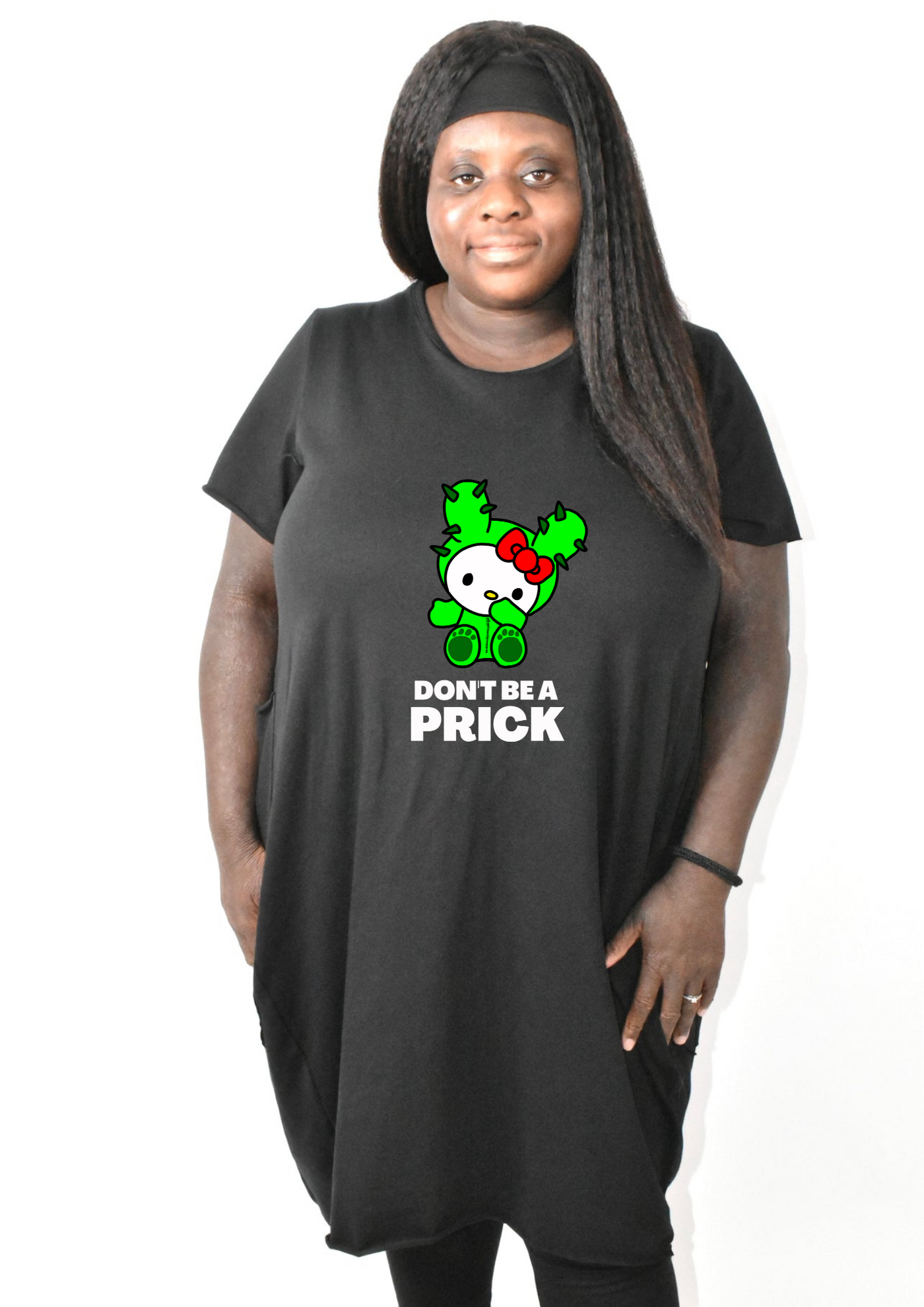 Black “Don't Be A Prick” Kitty T-shirt Dress