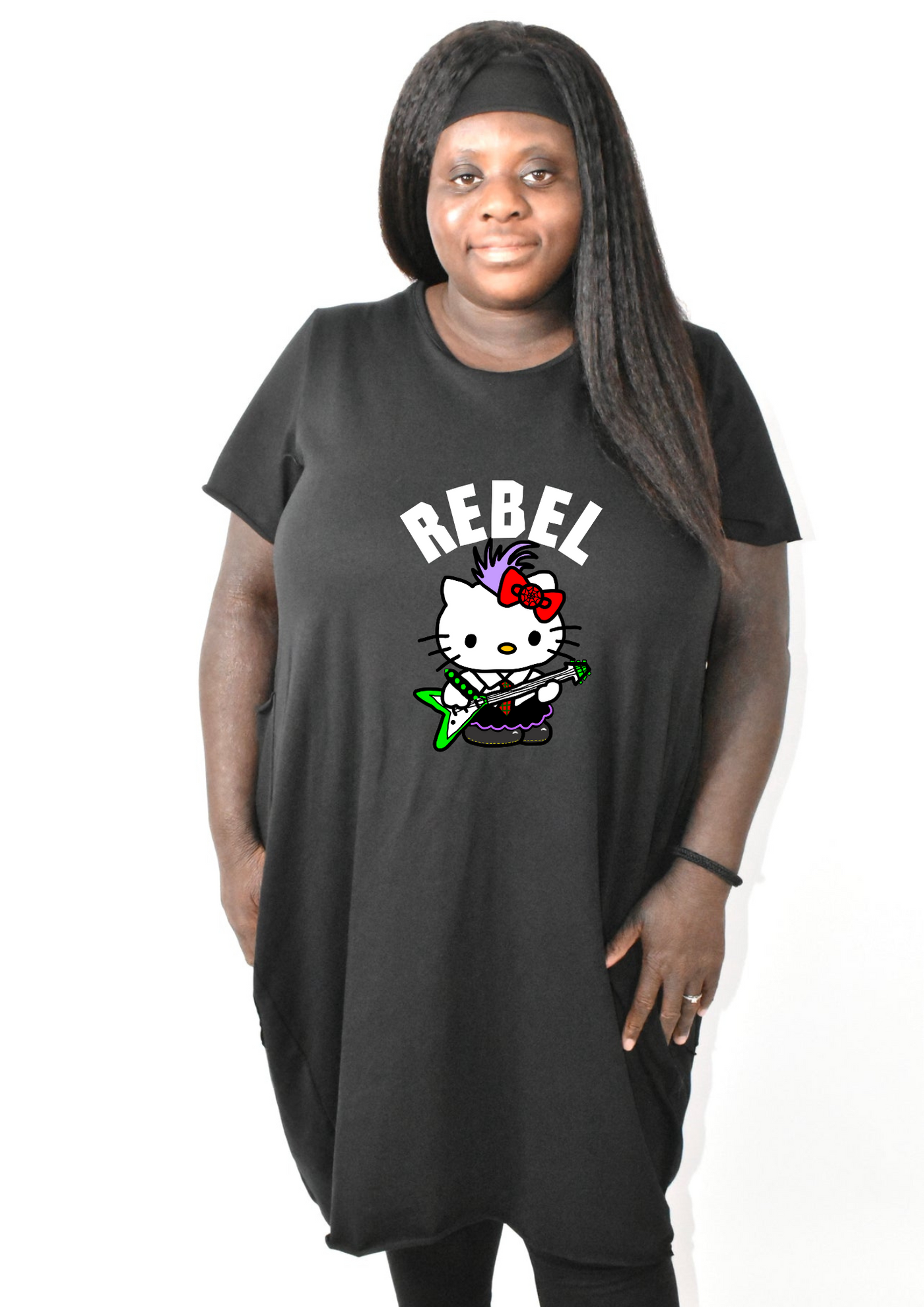 Black “Rebel” Kitty T-shirt Dress