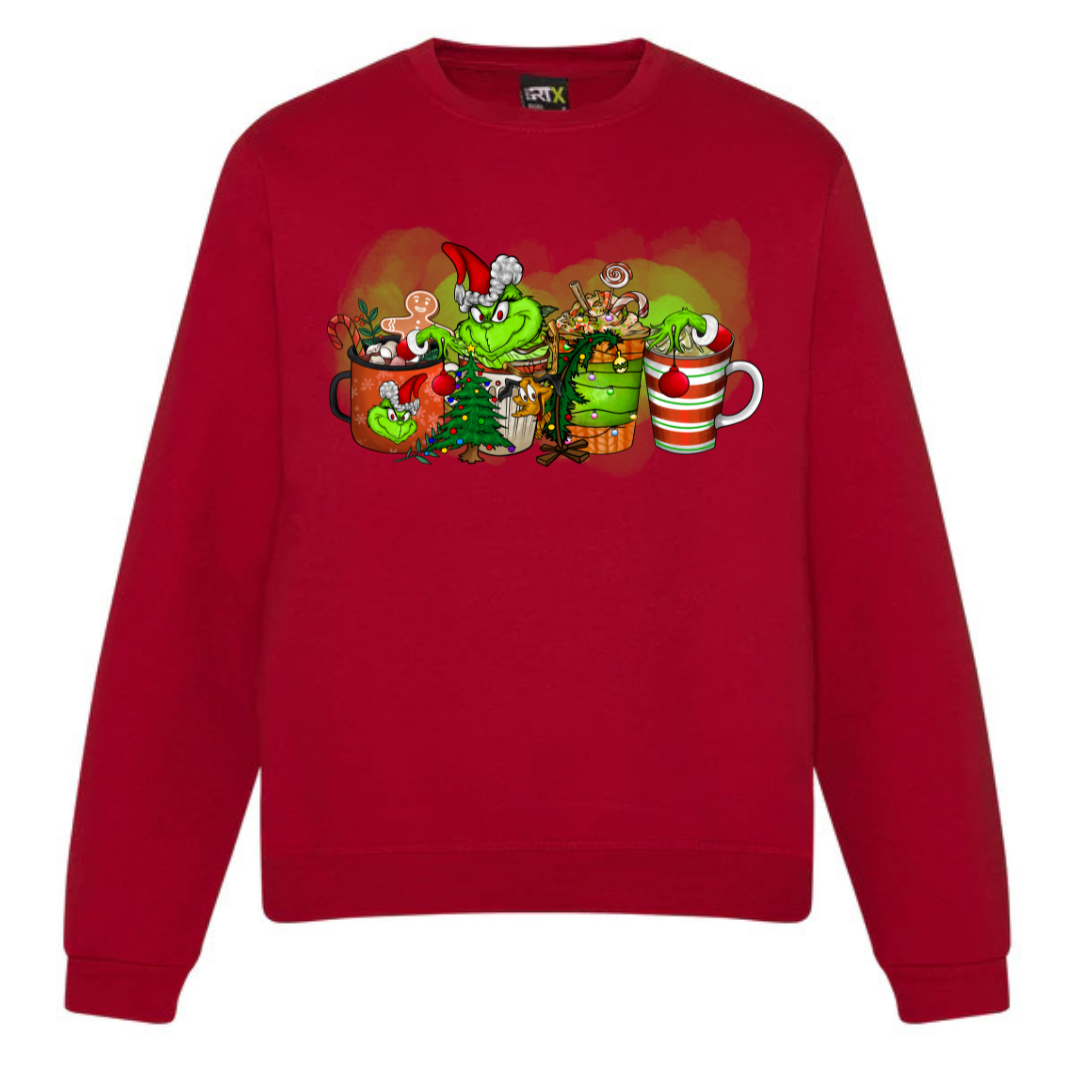 Red "Grinchmas Beverages" Unisex Sweatshirt