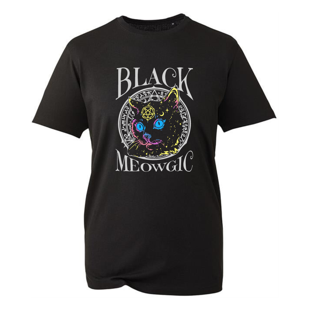 Black "Black Meowgic" Unisex Organic T-Shirt