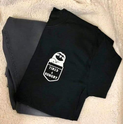 Black "Tired & Hungry" Unisex T-Shirt - Topsy Curvy Ltd